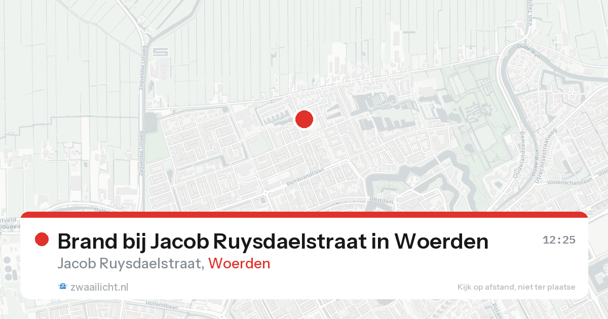 Brand bij Jacob Ruysdaelstraat in Woerden — 15 aug 2026