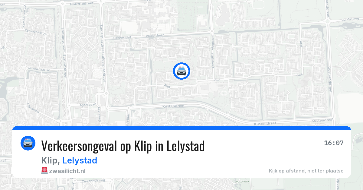 Verkeersongeval op Klip in Lelystad — 24 mrt 2026