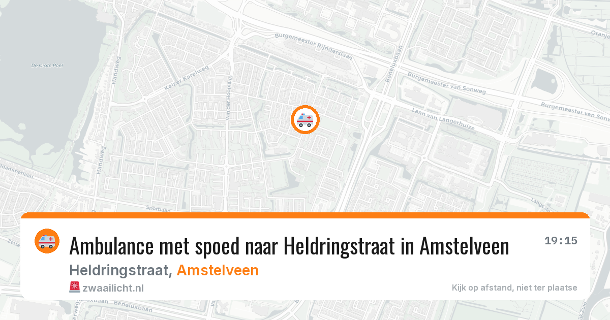 Ambulance met spoed naar Heldringstraat in Amstelveen — 19 mei 2026