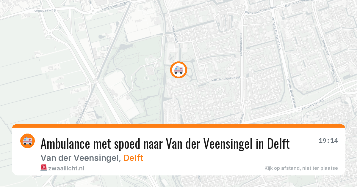 Ambulance met spoed naar Van der Veensingel in Delft — 21 jun 2026
