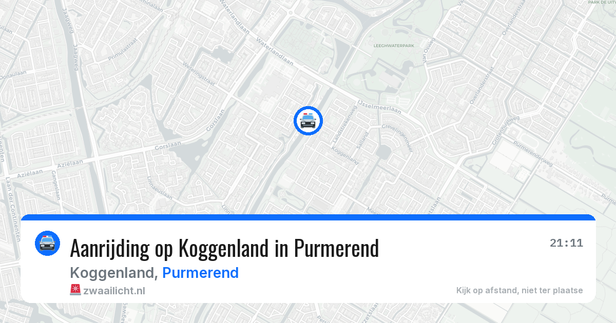 Aanrijding op Koggenland in Purmerend — 13 aug 2026
