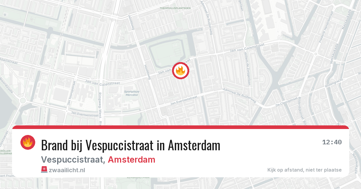 Brand bij Vespuccistraat in Amsterdam — 14 aug 2026