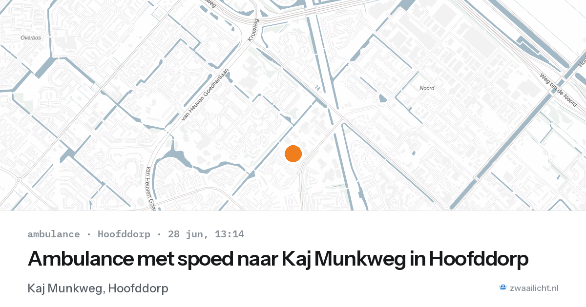Ambulance met spoed naar Kaj Munkweg in Hoofddorp — 28 jun 2026