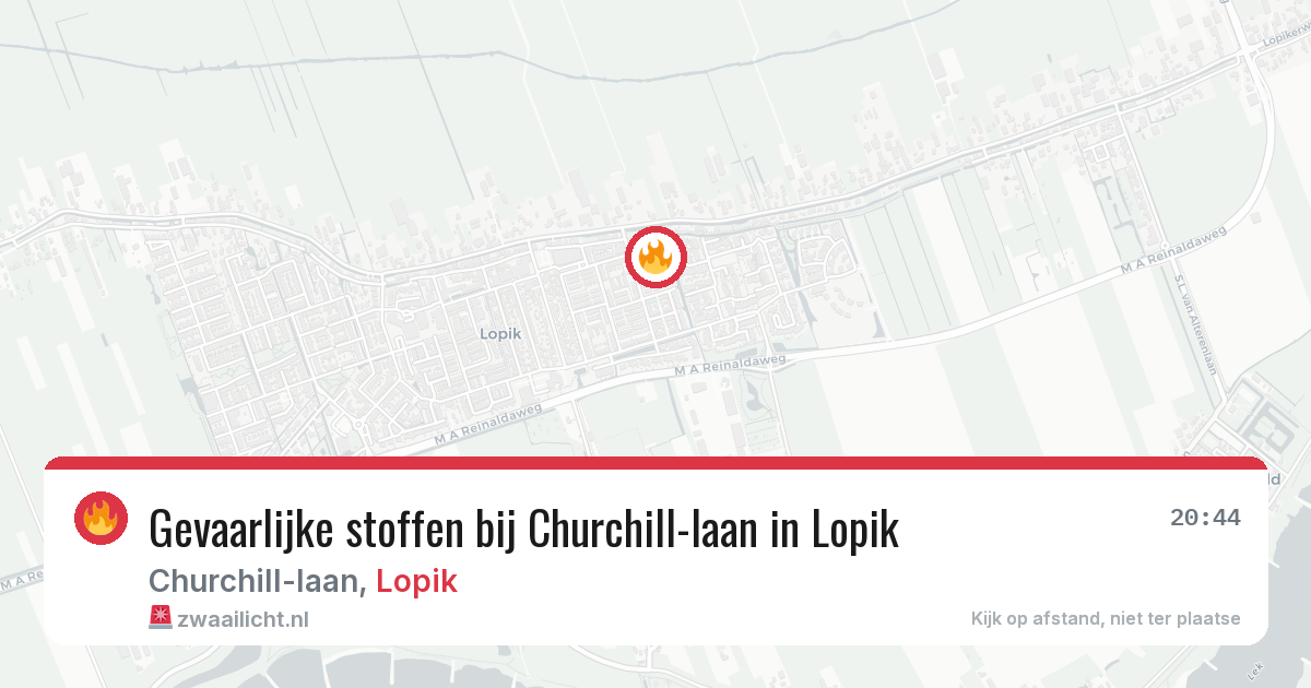 Gevaarlijke stoffen bij Churchill-laan in Lopik — 6 aug 2026