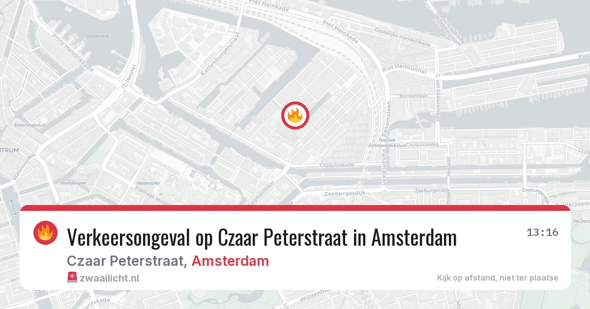 Verkeersongeval op Czaar Peterstraat in Amsterdam — 13 jun 2026