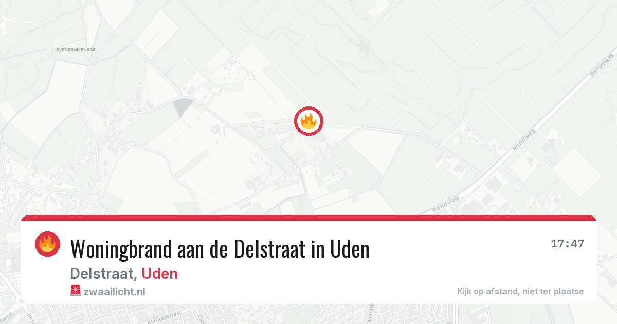 Woningbrand aan de Delstraat in Uden — 9 apr 2026