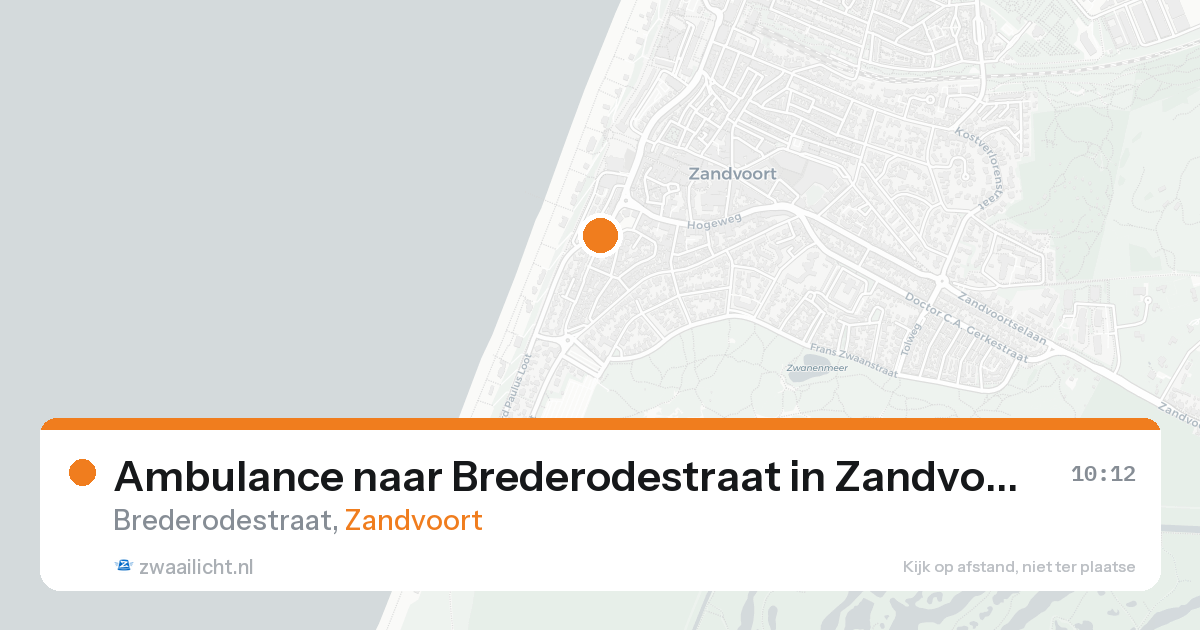 Ambulance naar Brederodestraat in Zandvoort — 21 aug 2026