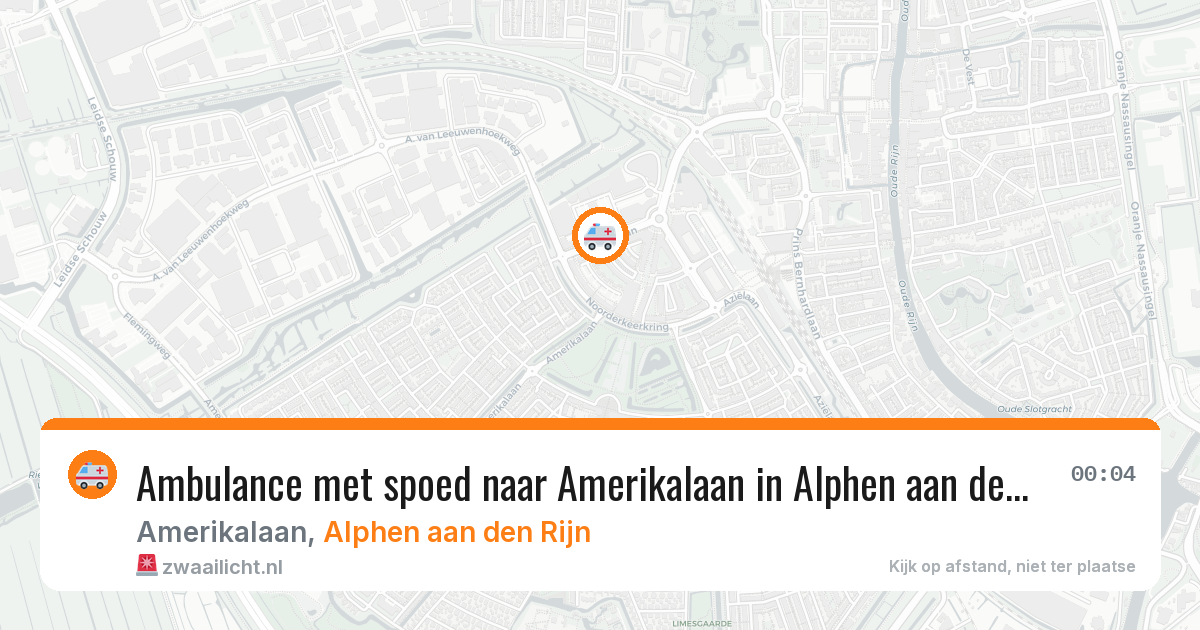 Ambulance met spoed naar Amerikalaan in Alphen aan den Rijn — 9 aug 2026