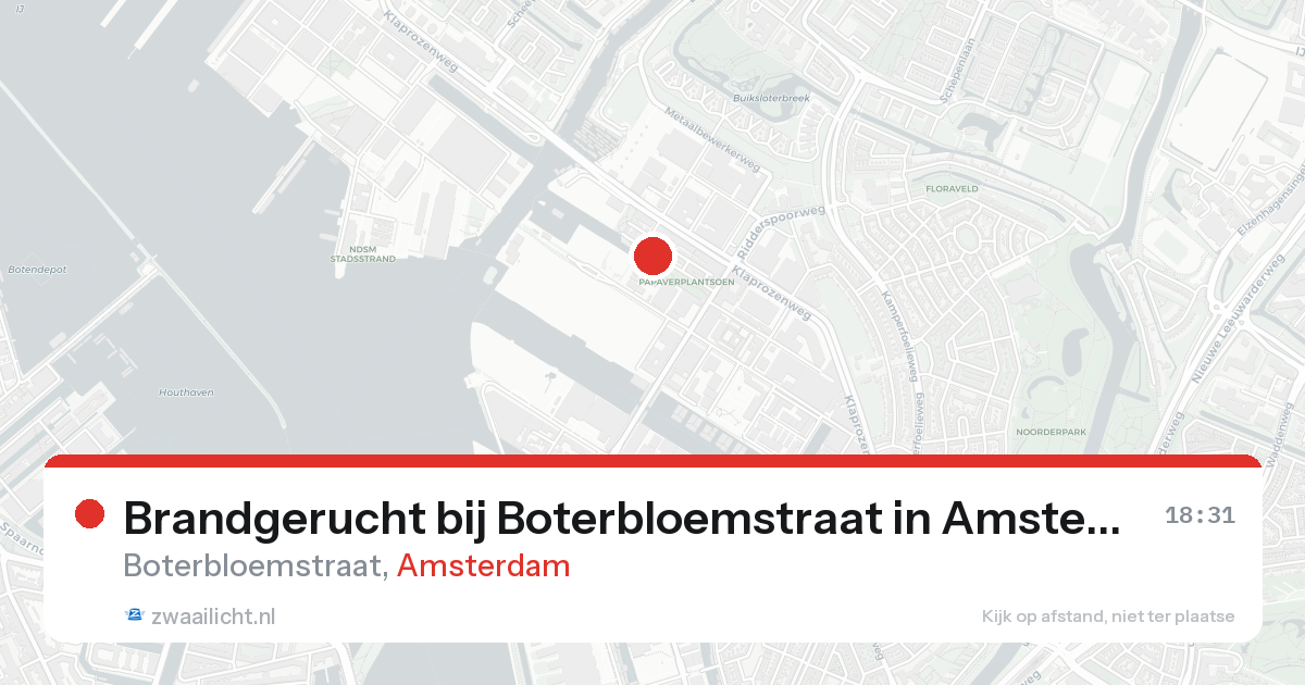 Brandgerucht bij Boterbloemstraat in Amsterdam — 29 mei 2026