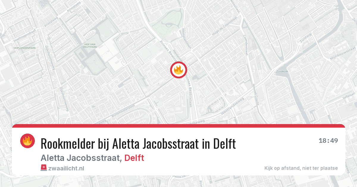 Rookmelder bij Aletta Jacobsstraat in Delft — 11 jul 2026
