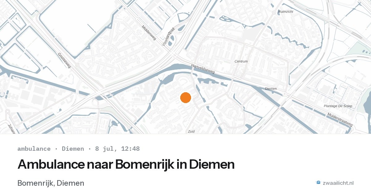 Ambulance naar Bomenrijk in Diemen — 8 jul 2026