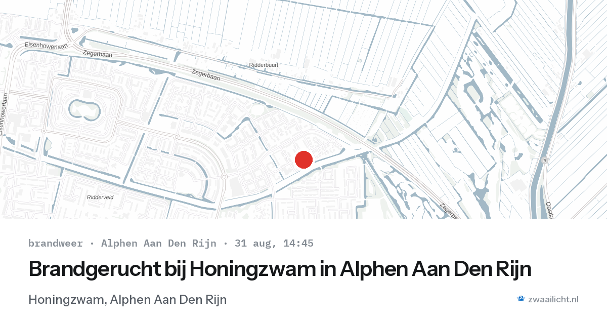 Brandgerucht bij Honingzwam in Alphen Aan Den Rijn — 31 aug 2026