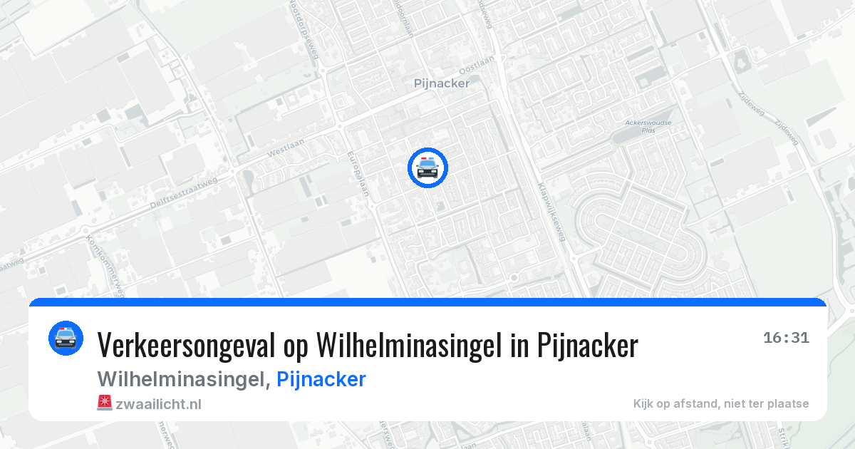 Verkeersongeval op Wilhelminasingel in Pijnacker — 18 apr 2026