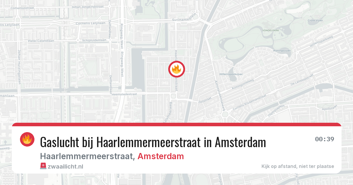Gaslucht bij Haarlemmermeerstraat in Amsterdam — 27 jun 2026