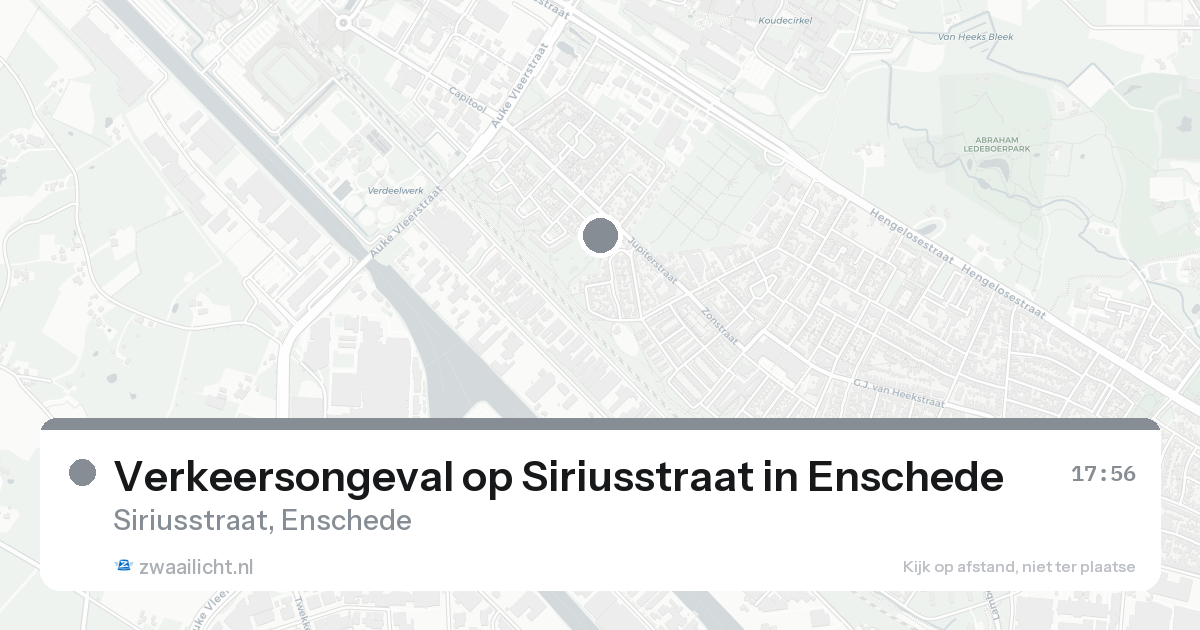 Verkeersongeval op Siriusstraat in Enschede — 24 aug 2026