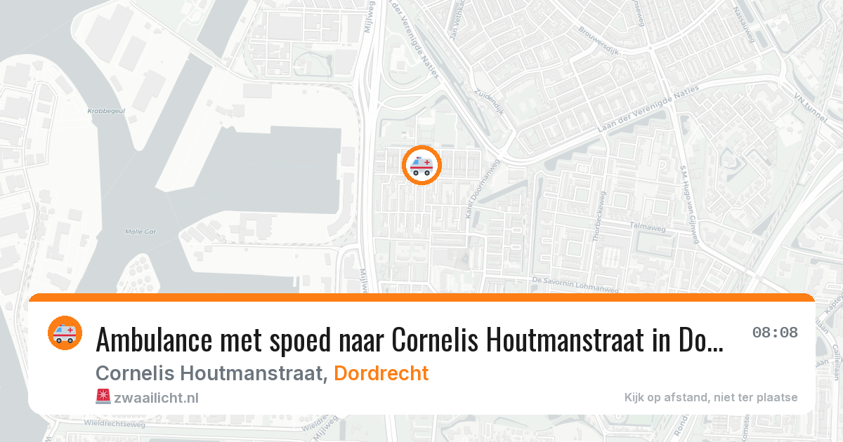 Ambulance met spoed naar Cornelis Houtmanstraat in Dordrecht — 3 aug 2026
