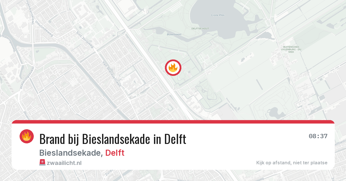 Brand bij Bieslandsekade in Delft — 10 apr 2026