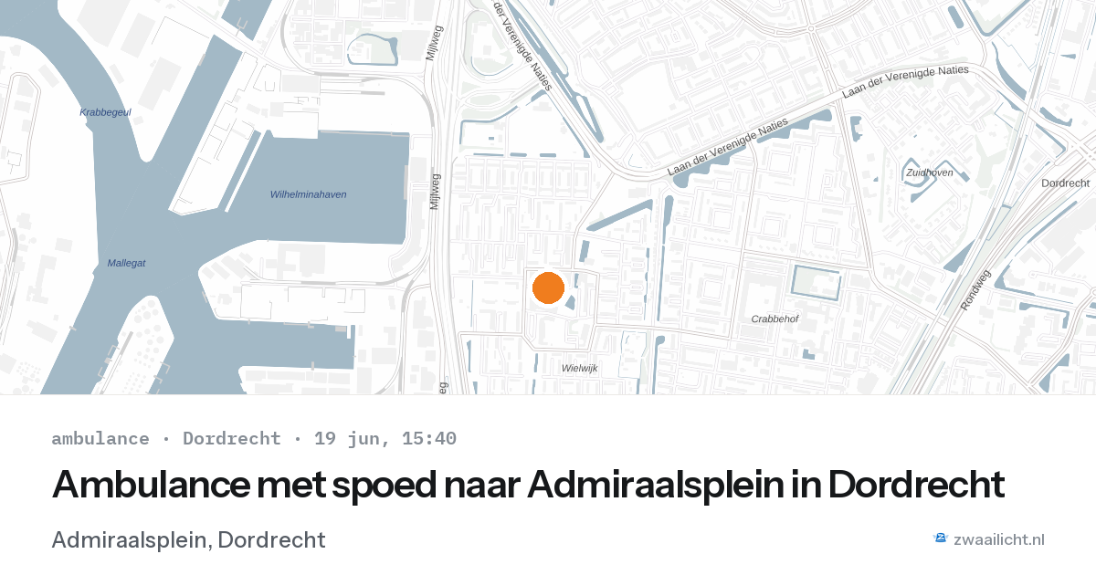 Ambulance met spoed naar Admiraalsplein in Dordrecht — 19 jun 2026