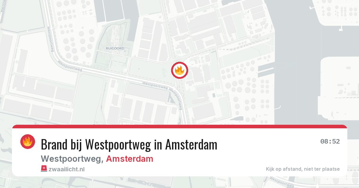 Brand bij Westpoortweg in Amsterdam — 12 aug 2026