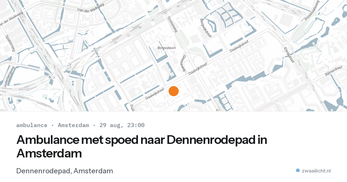 Ambulance met spoed naar Dennenrodepad in Amsterdam — 29 aug 2026