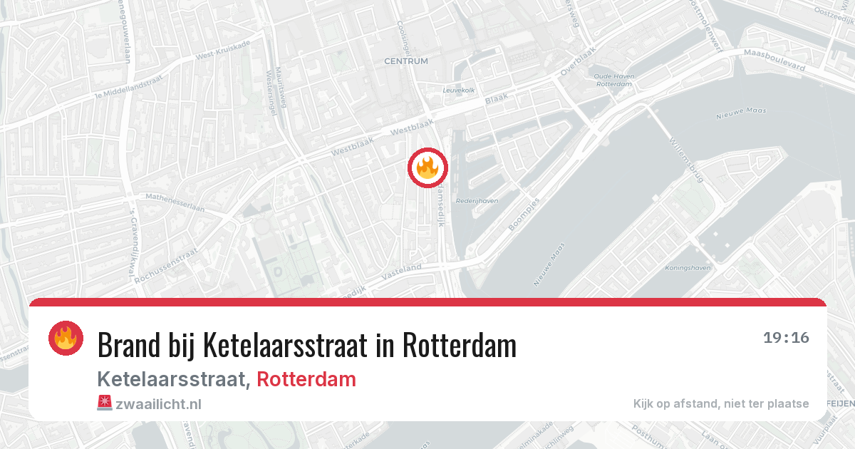 Brand bij Ketelaarsstraat in Rotterdam — 13 aug 2026
