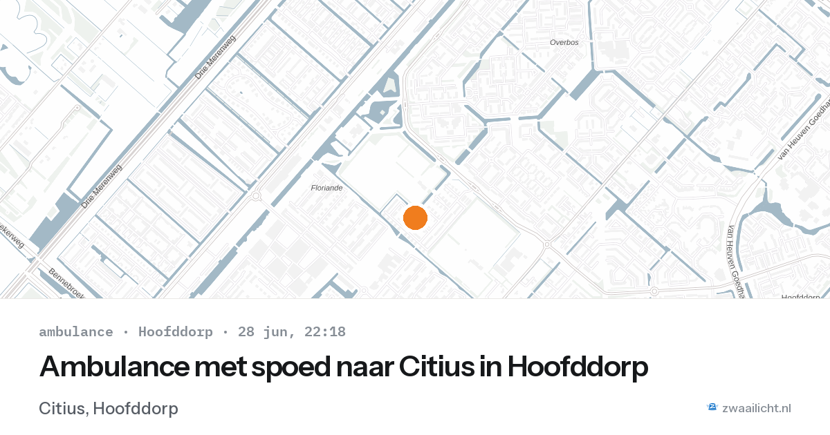 Ambulance met spoed naar Citius in Hoofddorp — 28 jun 2026