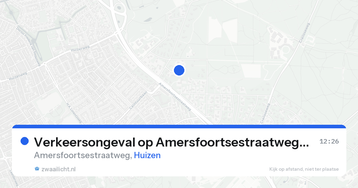 Verkeersongeval op Amersfoortsestraatweg in Huizen — 30 jan 2026