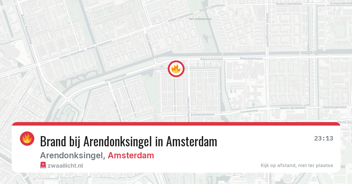 Brand bij Arendonksingel in Amsterdam — 12 aug 2026