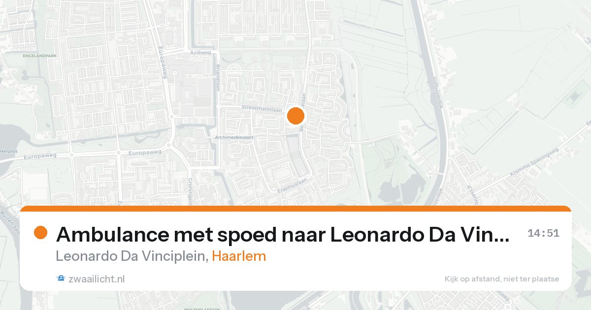 Ambulance met spoed naar Leonardo Da Vinciplein in Haarlem — 21 aug 2026