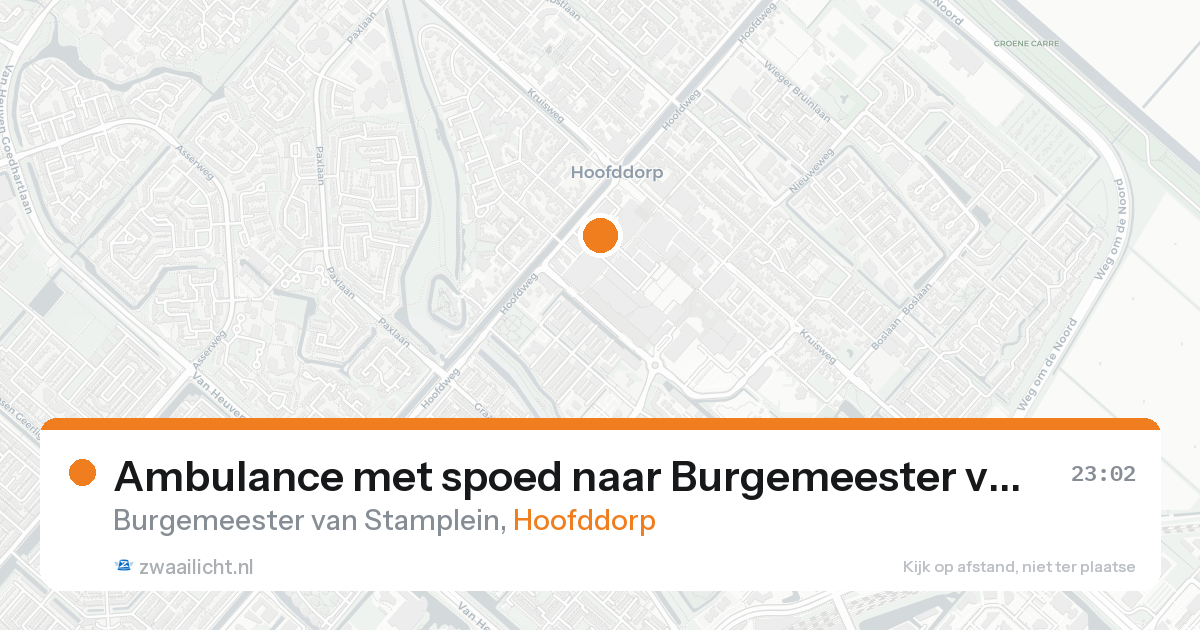 Ambulance met spoed naar Burgemeester van Stamplein in Hoofddorp — 15 aug 2026