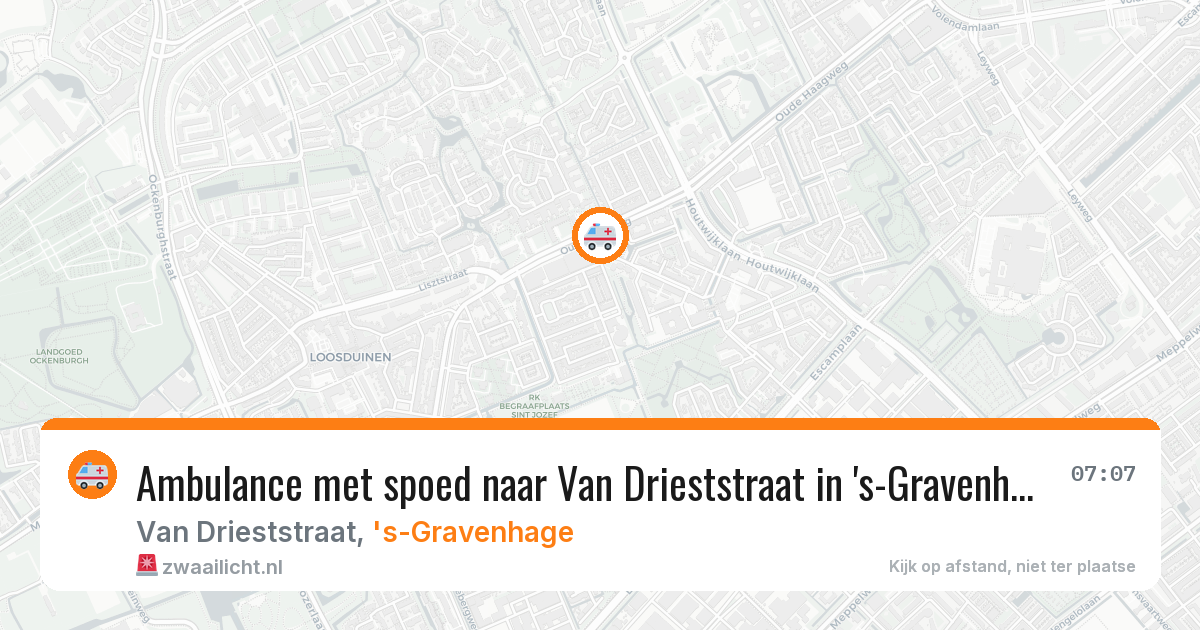 Ambulance met spoed naar Van Drieststraat in 's-Gravenhage — 14 aug 2026