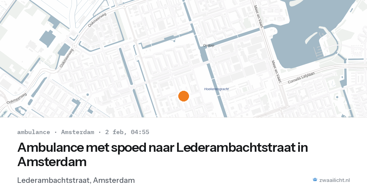 Ambulance met spoed naar Lederambachtstraat in Amsterdam — 2 feb 2026