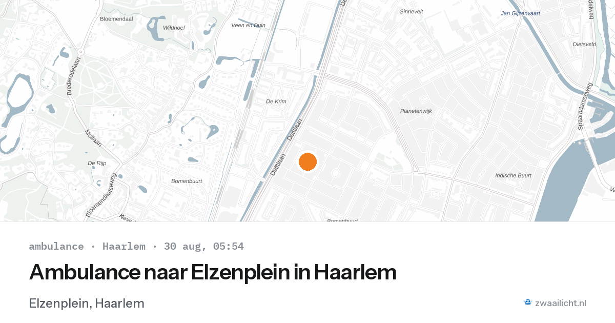 Ambulance naar Elzenplein in Haarlem — 30 aug 2026