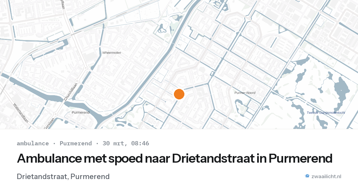 Ambulance met spoed naar Drietandstraat in Purmerend — 30 mrt 2026