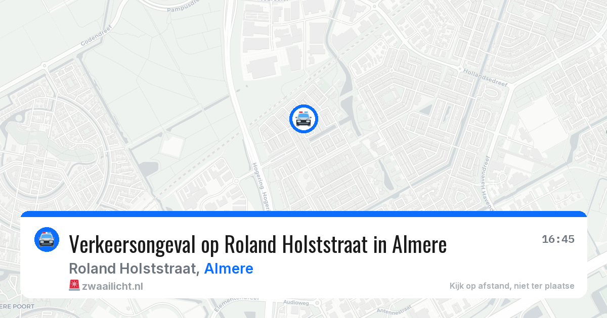 Verkeersongeval op Roland Holststraat in Almere — 16 jul 2026
