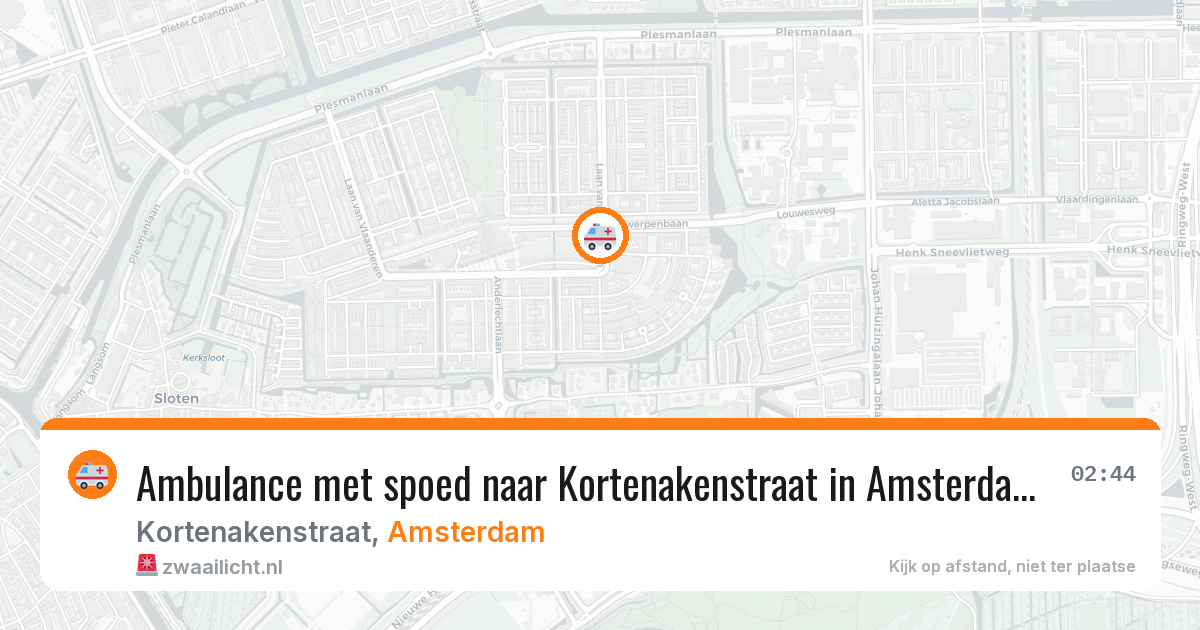 Ambulance met spoed naar Kortenakenstraat in Amsterdam — 17 mrt 2026
