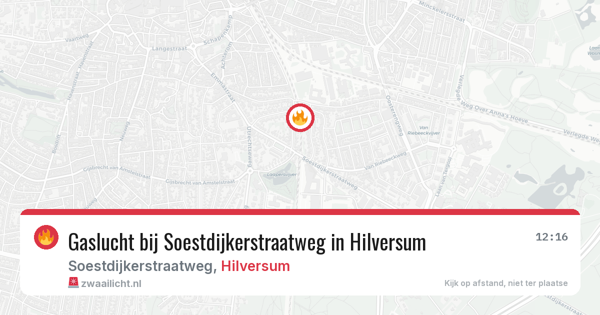 Gaslucht bij Soestdijkerstraatweg in Hilversum — 27 jun 2026