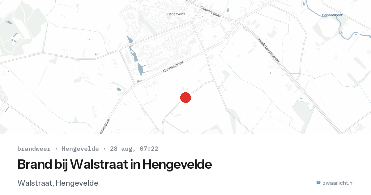 Brand bij Walstraat in Hengevelde — 28 aug 2026