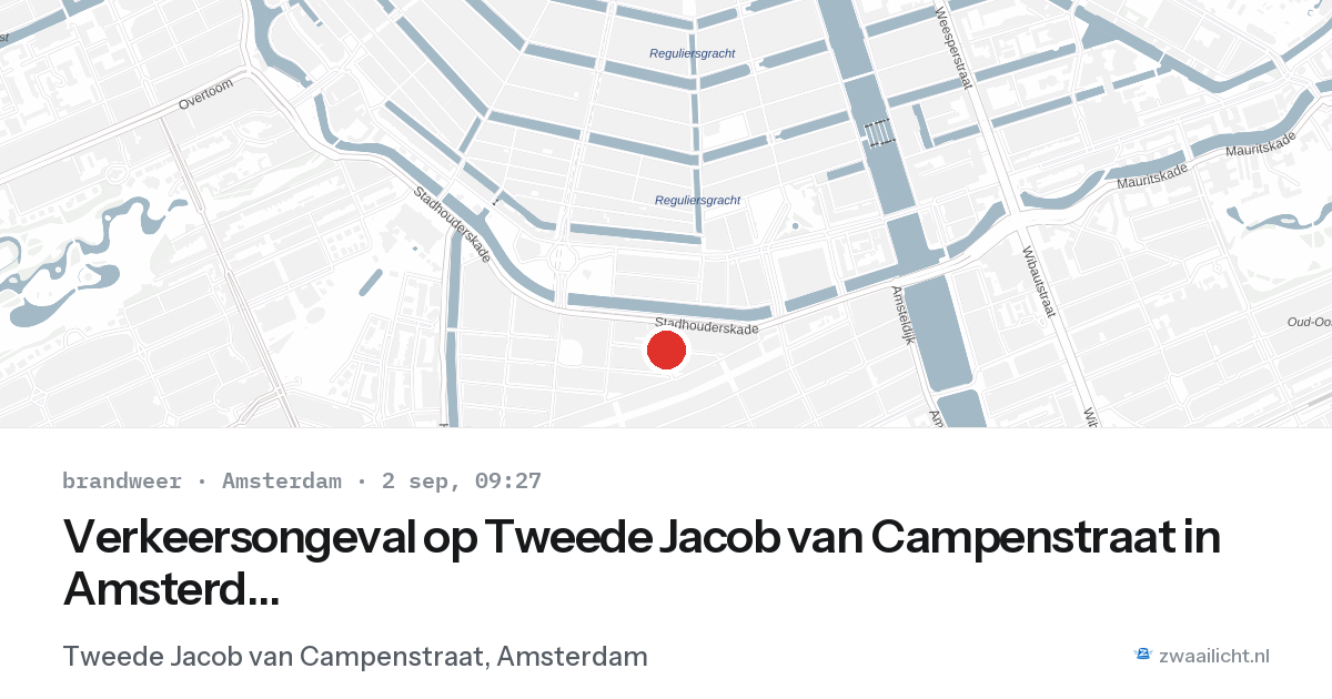 Verkeersongeval op Tweede Jacob van Campenstraat in Amsterdam — 2 sep 2026