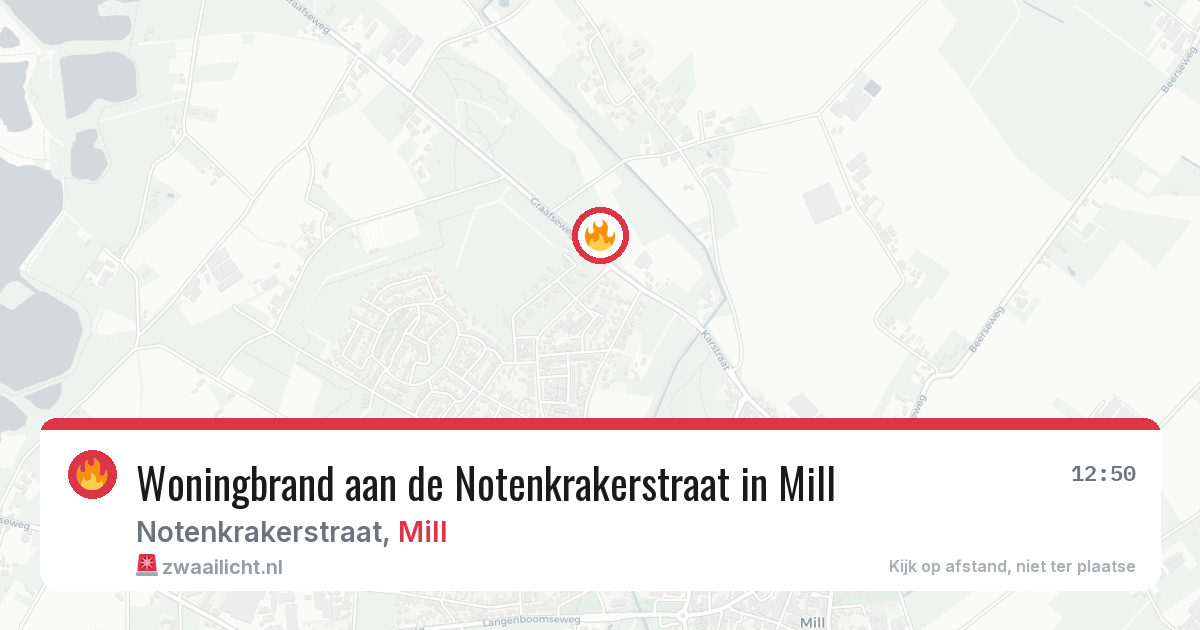 Woningbrand aan de Notenkrakerstraat in Mill — 9 aug 2026