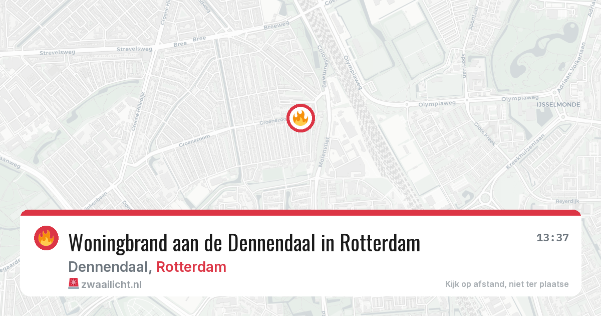 Woningbrand aan de Dennendaal in Rotterdam — 12 jun 2026