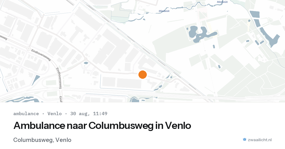 Ambulance naar Columbusweg in Venlo — 30 aug 2026