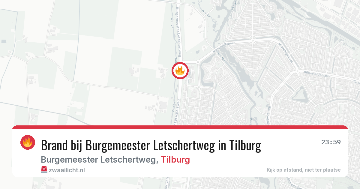 Brand bij Burgemeester Letschertweg in Tilburg — 11 aug 2026