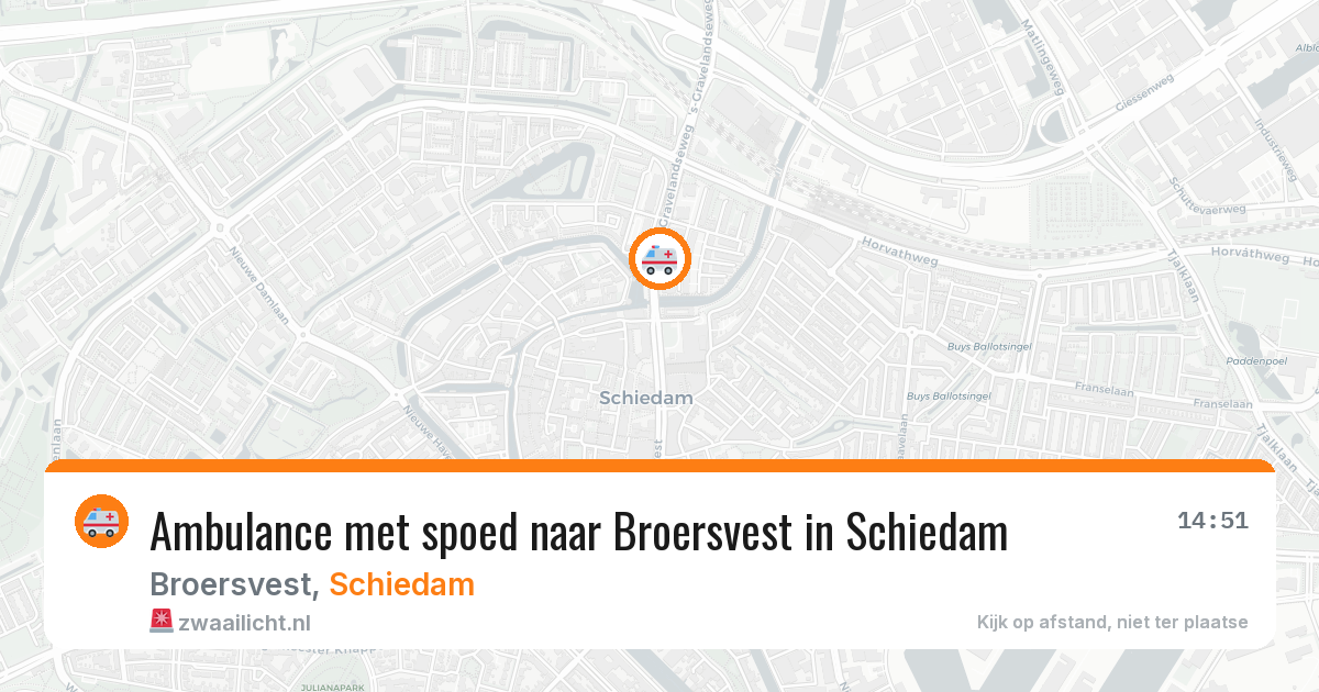Ambulance met spoed naar Broersvest in Schiedam — 24 jun 2026