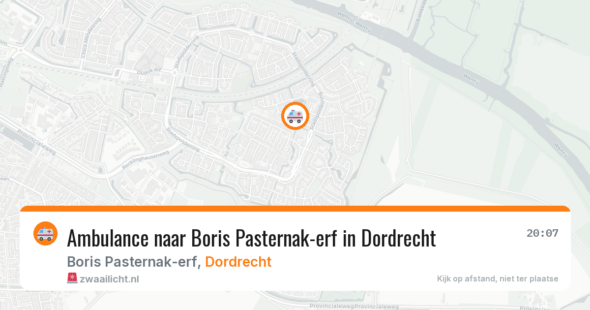 Ambulance naar Boris Pasternak-erf in Dordrecht — 19 jul 2026