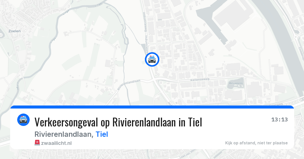 Verkeersongeval op Rivierenlandlaan in Tiel — 9 aug 2026