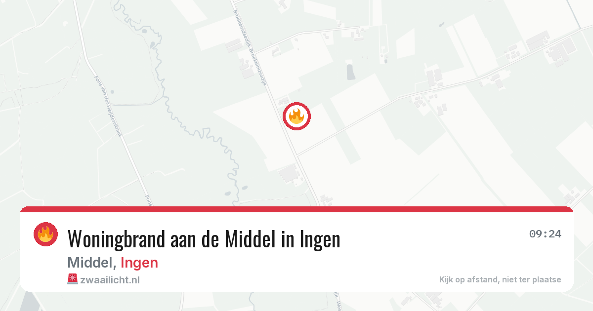 Woningbrand aan de Middel in Ingen — 18 jun 2026
