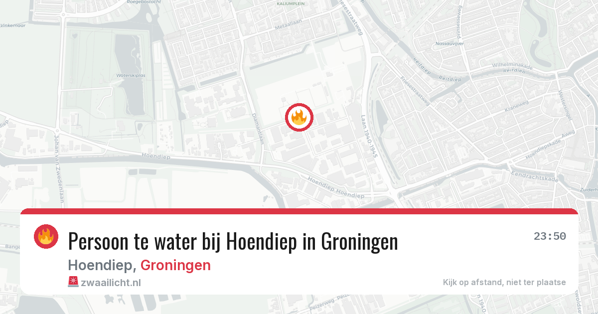 Persoon te water bij Hoendiep in Groningen — 13 jun 2026