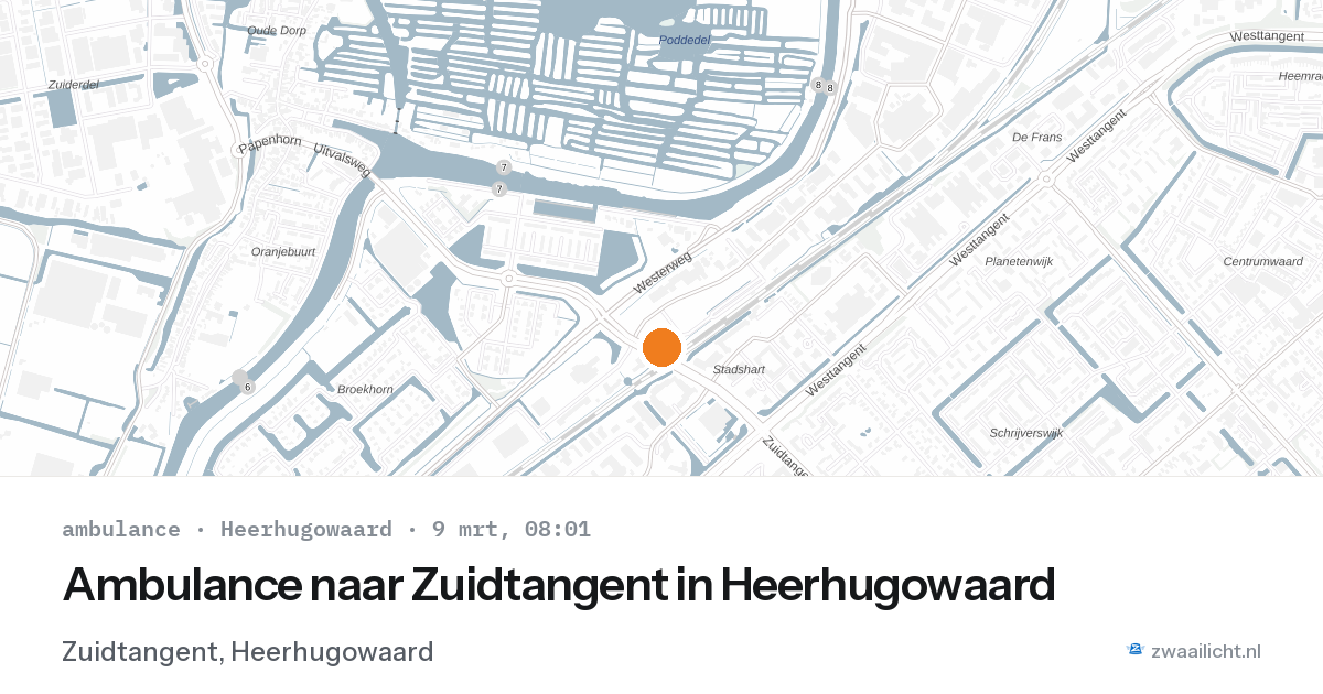 Ambulance naar Zuidtangent in Heerhugowaard — 9 mrt 2026