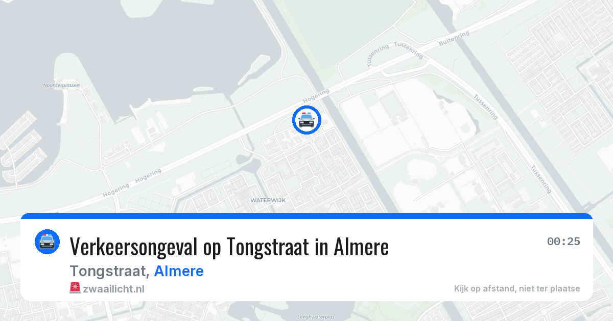 Verkeersongeval op Tongstraat in Almere — 25 apr 2026